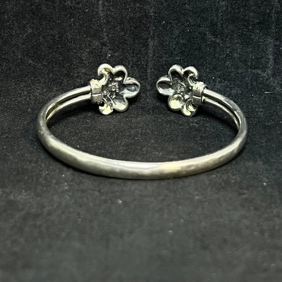 Kabana Sterling Silver, 14k Gold & Lapis Lazuli Fleur Di Lis Cuff Bracelet (3670 - Picture 5 of 9